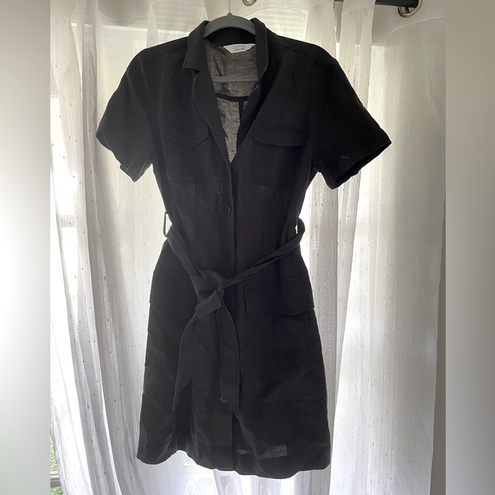 Lightweight linen, black shirt dress button-down